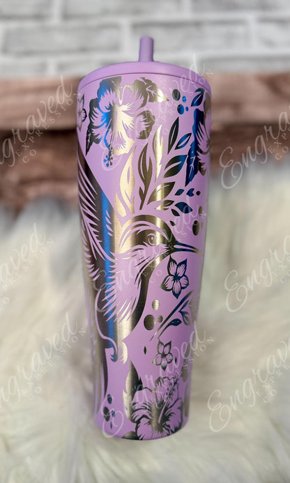 Engraved Brumate Tumbler – Custom Name Cup With Hummingbird Design, Lavender
