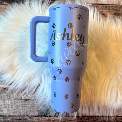 Engraved HydroJug Tumbler - Paw Print Travel Bottle | Durable Insulated Drinkware