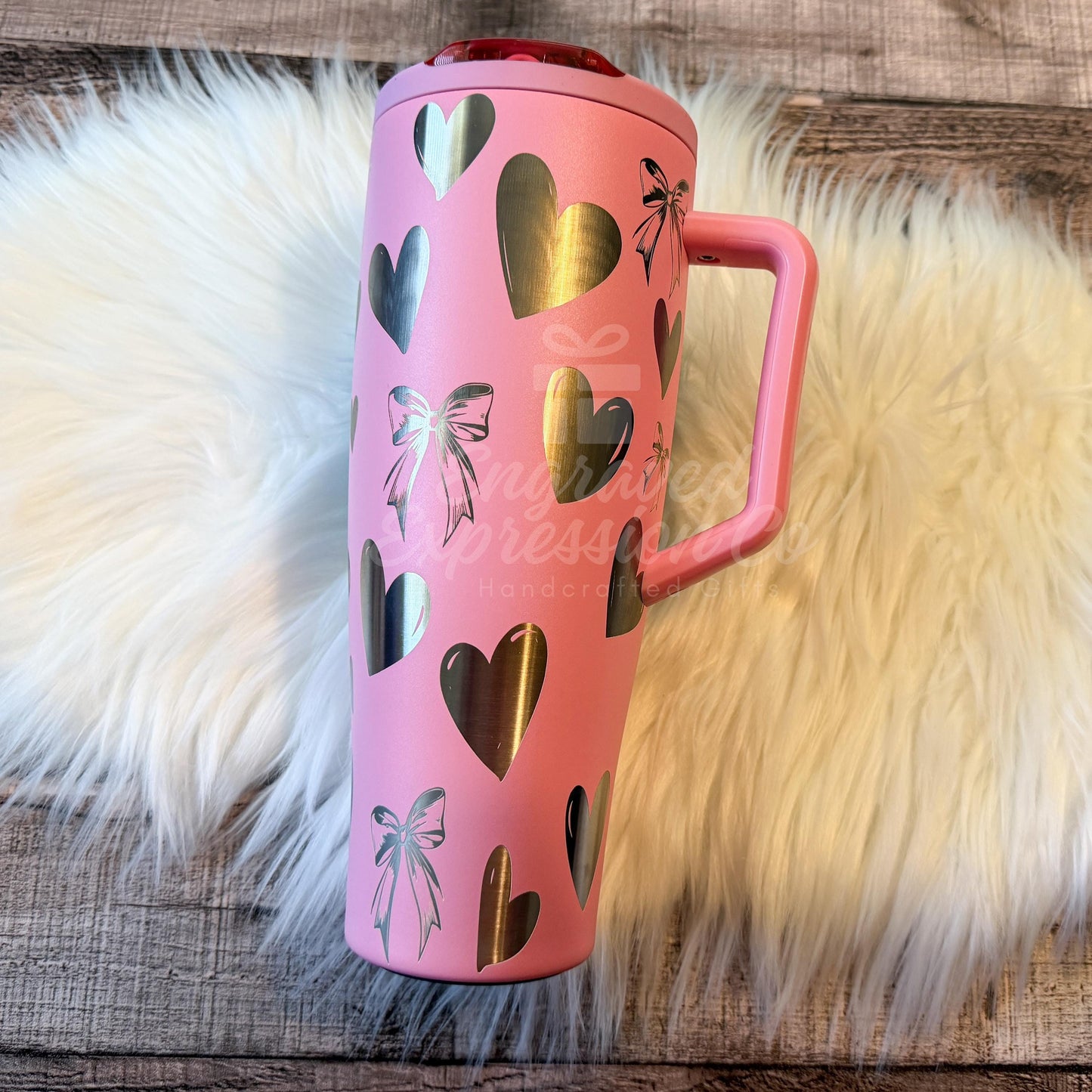 Personalized Engraved Tumbler 40oz | Custom Name Heart Bow Design | Brumate EraFlip