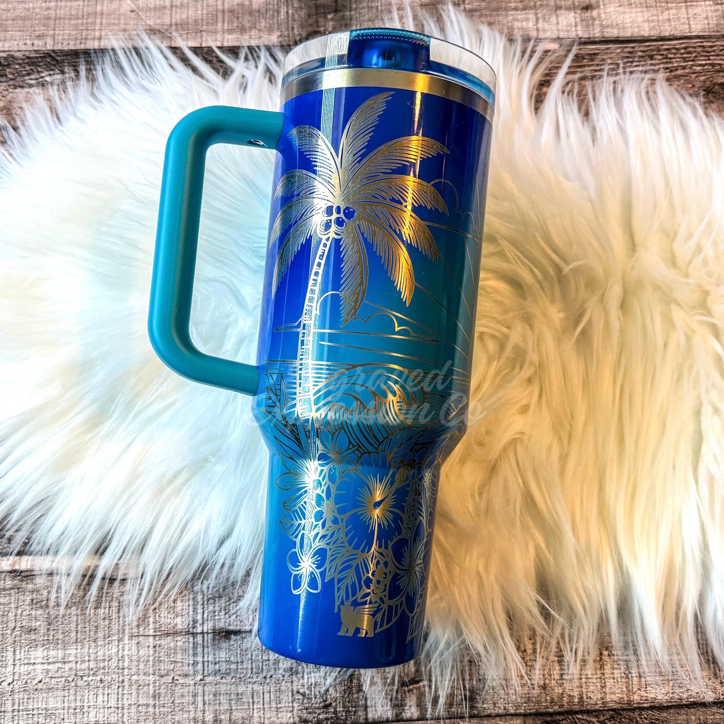 Stanley Seaglass Tumbler - Laser Engraved Beach Design, Durable Stainless Steel Travel Cup