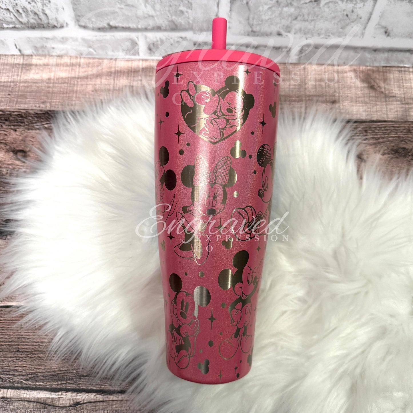 Engraved Brumate Tumbler - Glitter Pink 40 Ounce Reusable Travel Cup With Full Wrap Design