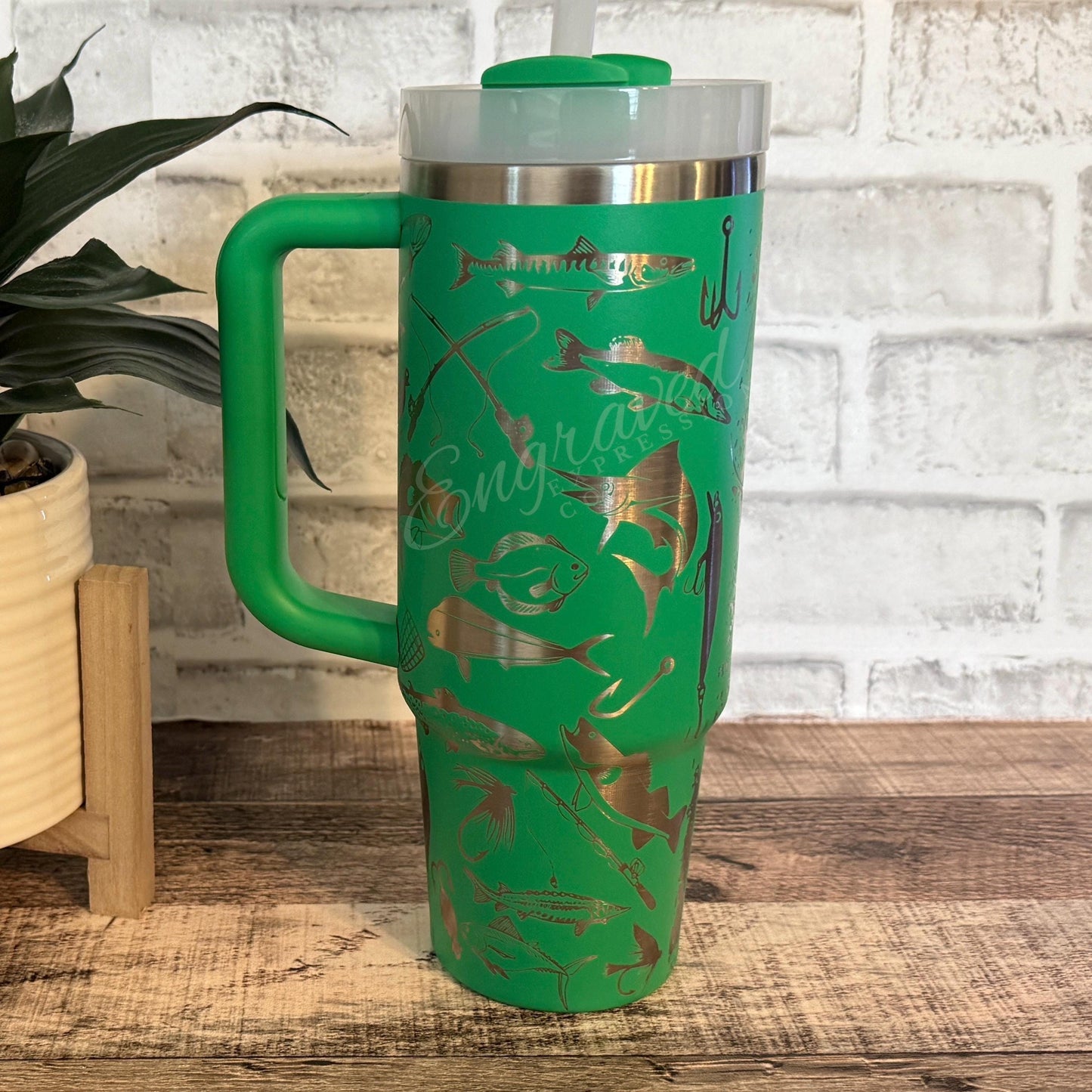 Engraved Stanley Tumbler | Personalized Fishing Gift With Full Wrap Design