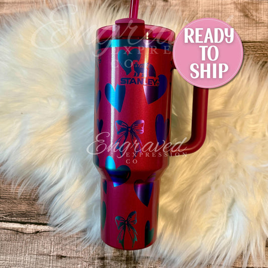 Stanley Quencher Tumbler - 40oz Stainless Steel Insulated Drink Cup | Berry Truffle Color