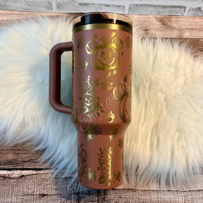Stanley Mocha Latte Tumbler – Autumn Engraved Stainless Steel Pumpkin Cup