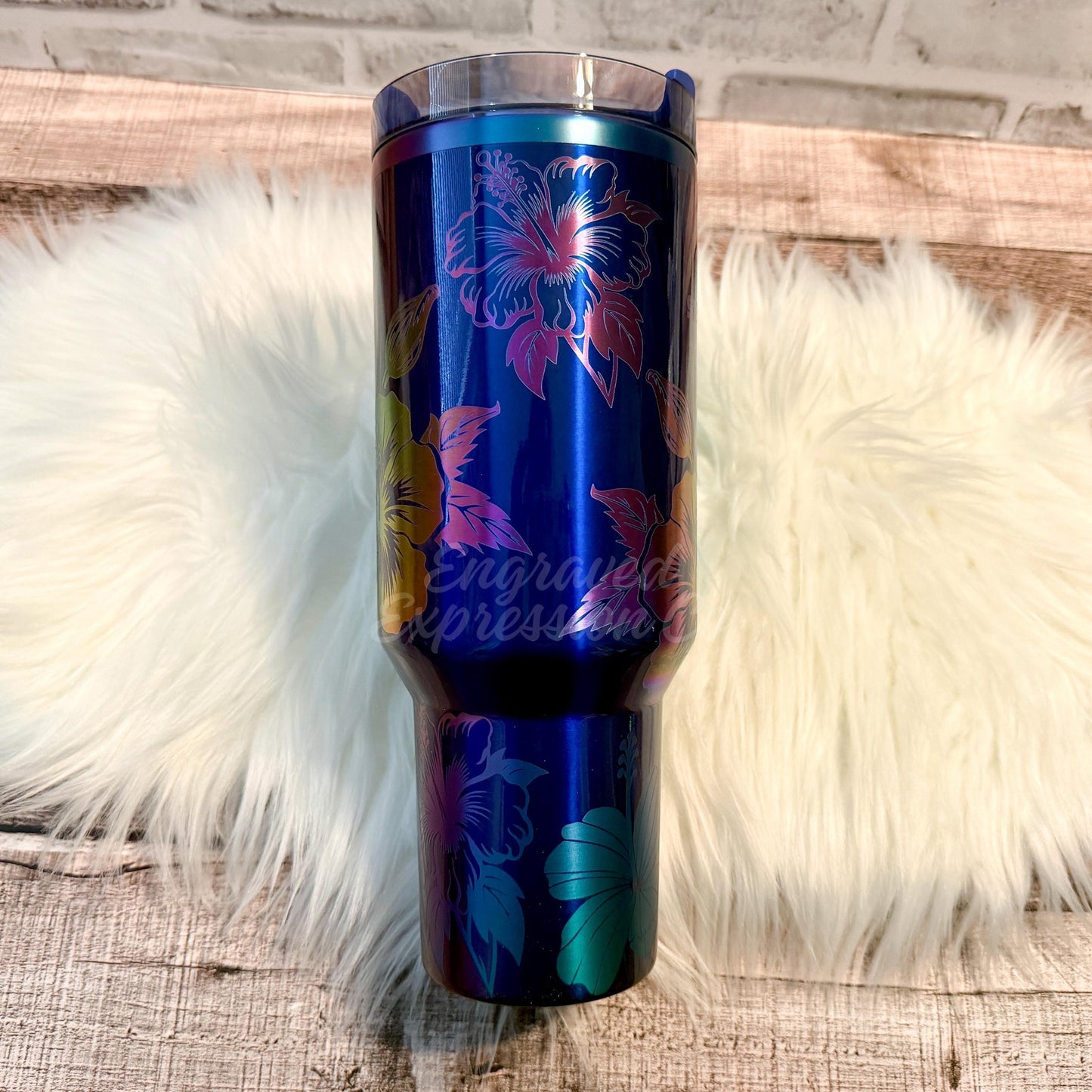 Engraved Stanley Quencher | Custom Floral Tumbler With Hibiscus Flower Design - Limited Edition