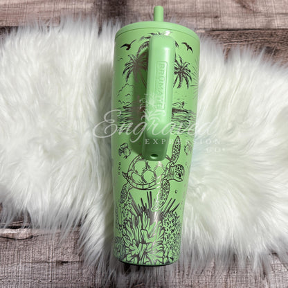 Brumate Era Tumbler - 40oz Engraved Turtle Design Leakproof Cup | Custom Gift