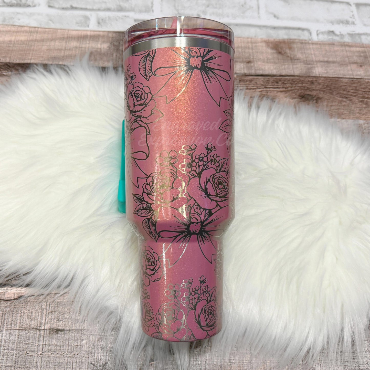 Engraved Stanley Tumbler - Floral Tumbler Design with Roses and Peonies Wrap