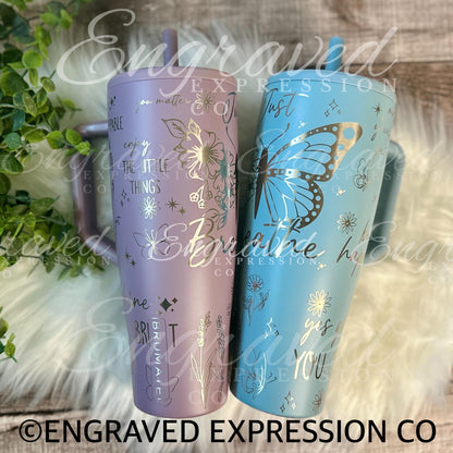 Engraved Brumate Tumbler - 40oz Insulated Stainless Steel Butterfly Design