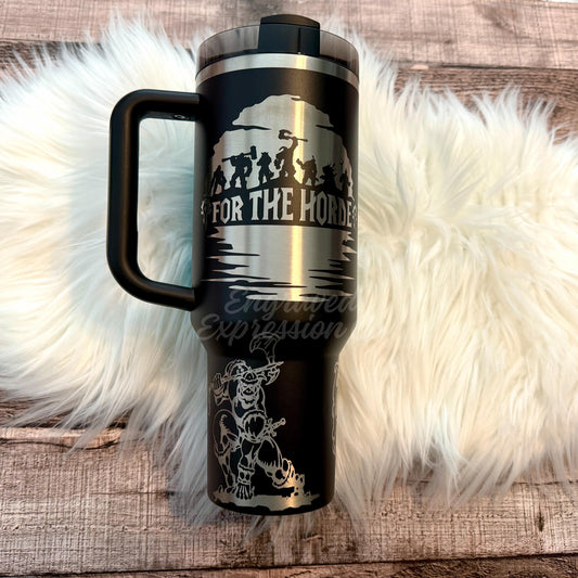 Stanley 40oz Tumbler | Engraved Fantasy Warrior Design - Custom Name, Vacuum Insulated Cup