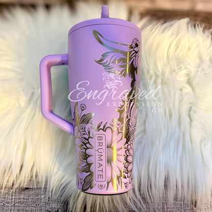 Brumate Era Tumbler - 30 oz Engraved Highland Cow Design | Leak Proof Lavender Cup