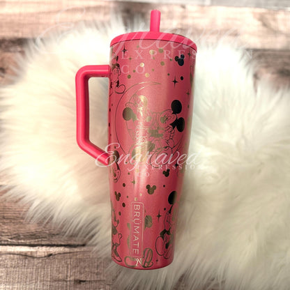 Engraved Glitter Pink Tumbler - 40 oz Leak Proof Cup | Custom Brumate Gift
