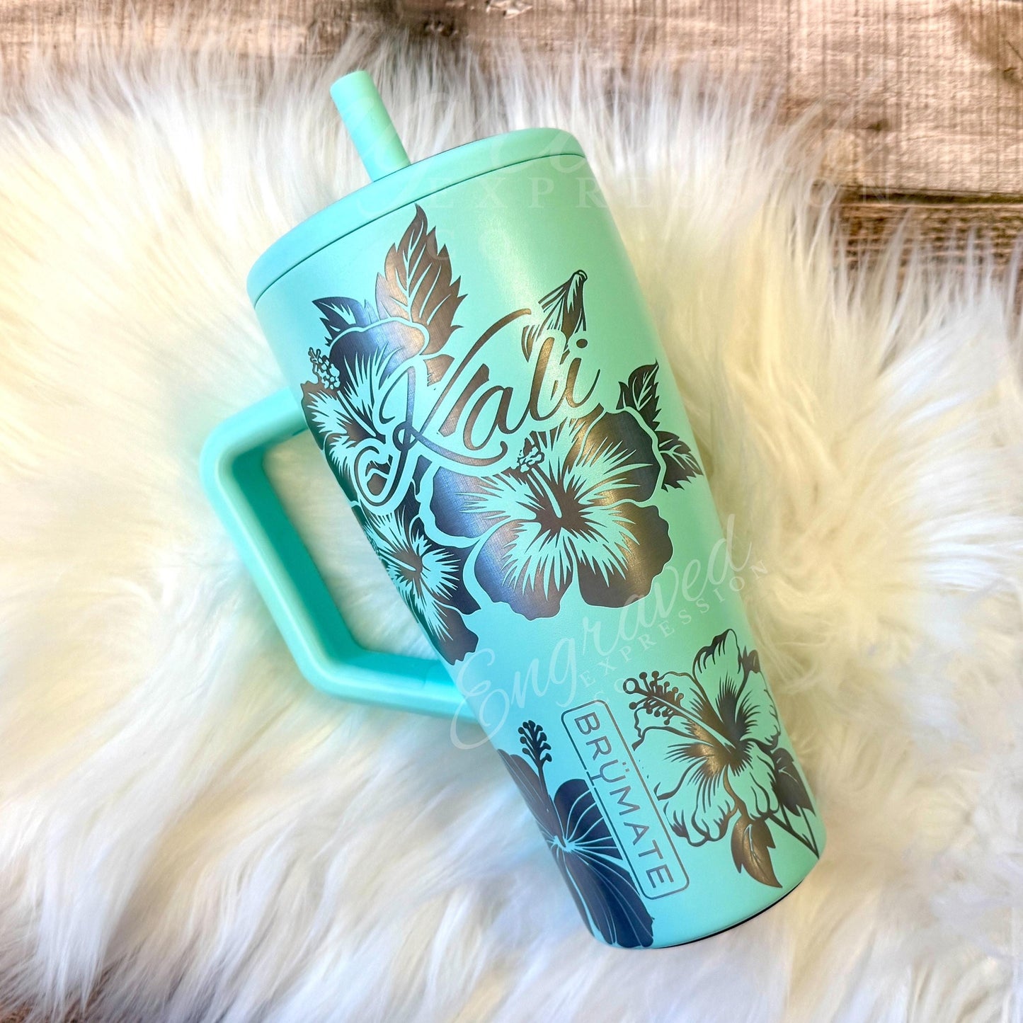 Engraved Brumate Tumbler - Limited Edition Mint Hibiscus Floral Design Custom Gift
