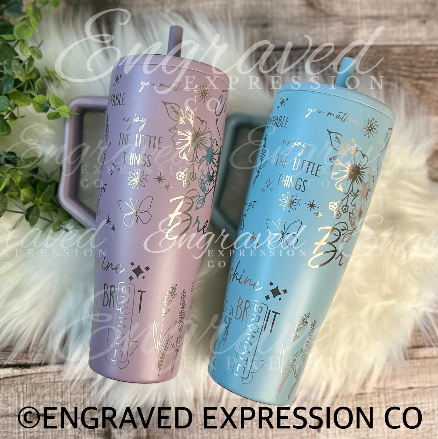 Engraved Brumate Tumbler - 40oz Insulated Stainless Steel Butterfly Design