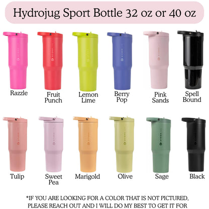 a collection of twelve colorful sports bottles, each with a different color and design.