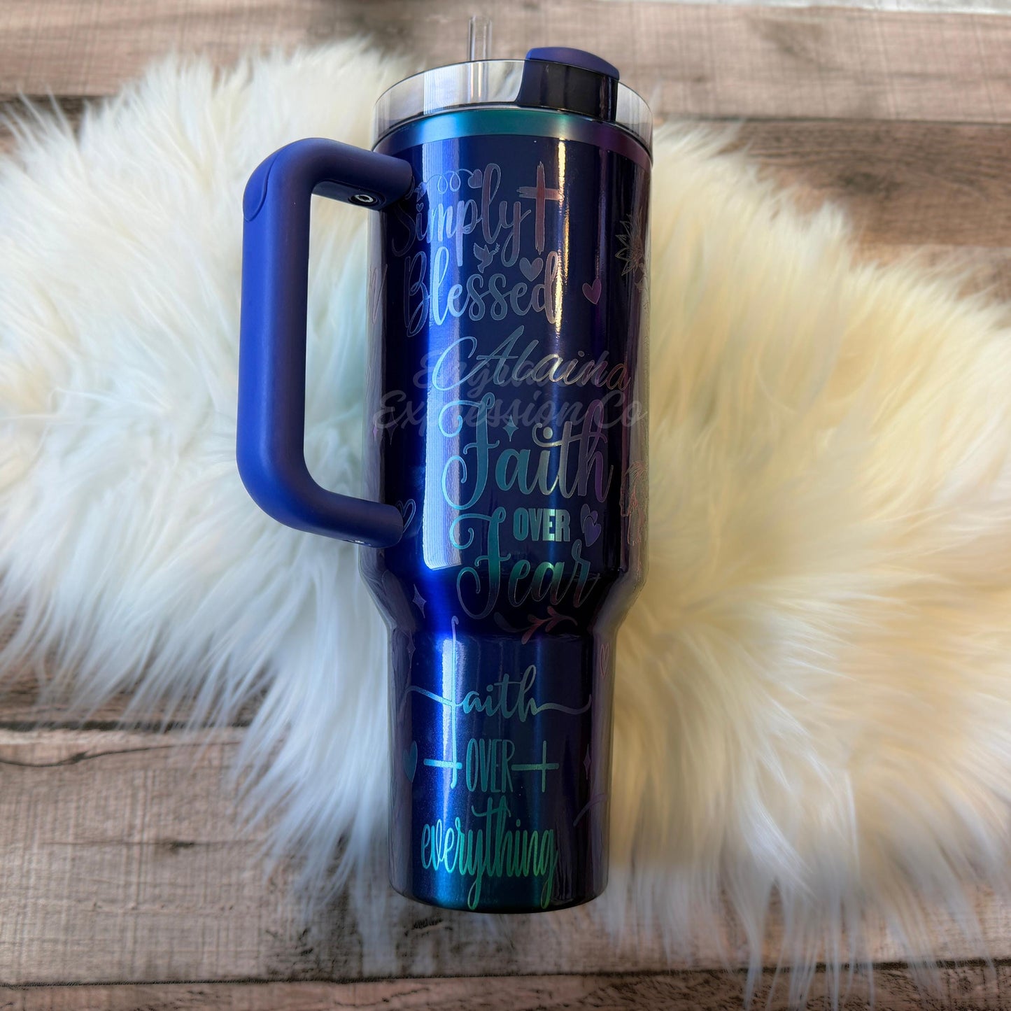 Engraved Faith Tumbler - Stanley Quencher Star Shine | Personalized Christian Gift
