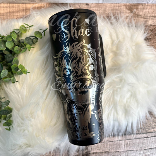 Engraved Hydrojug Tumbler – Highland Cow Design | Sunflower Stainless Steel Travel Mug