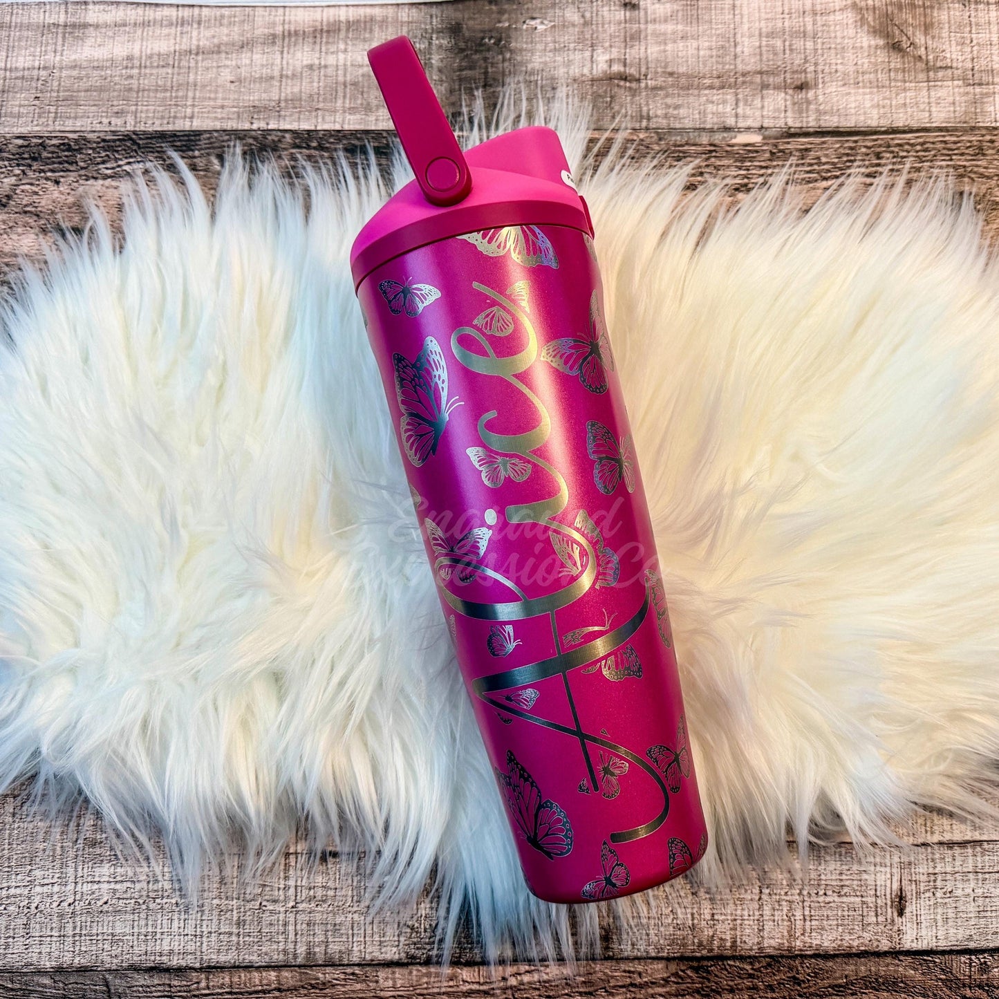 Engraved Owala Tumbler – 40oz Insulated Bottle With Custom Butterfly Design
