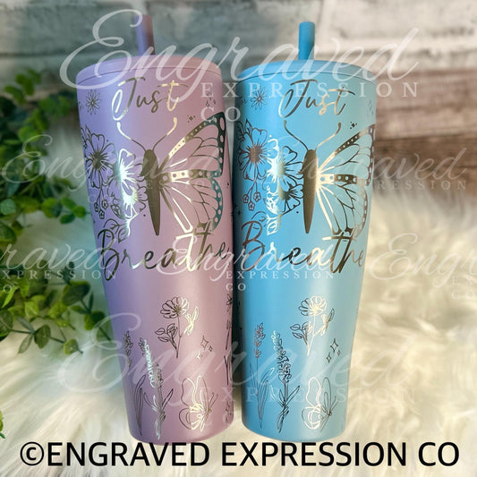 Engraved Brumate Tumbler - 40oz Insulated Stainless Steel Butterfly Design
