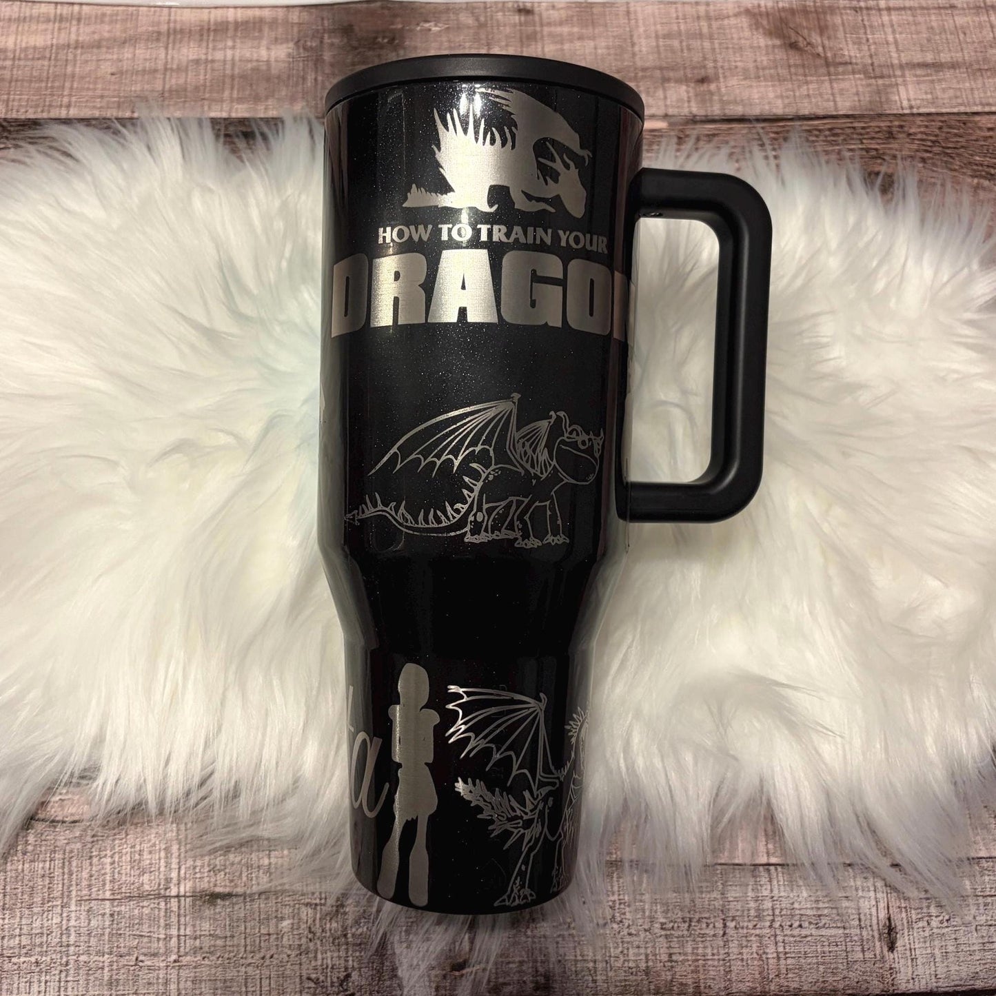 Engraved Dragon Tumbler - Personalized Drinkware 40oz Travel Cup With Permanent Engraved Finish