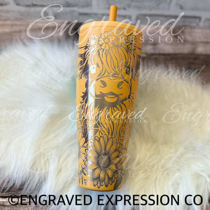 Engraved Brumate Tumbler - Custom Laser Highland Cow Turmeric Cup Gift