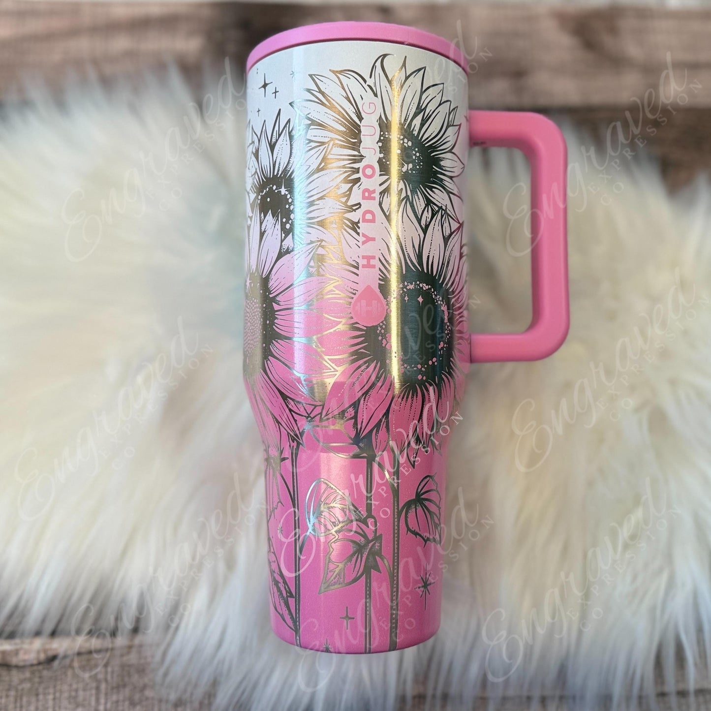 Engraved Sunflower Tumbler | Candy Coated Stainless Steel Double Wall Travel Mug