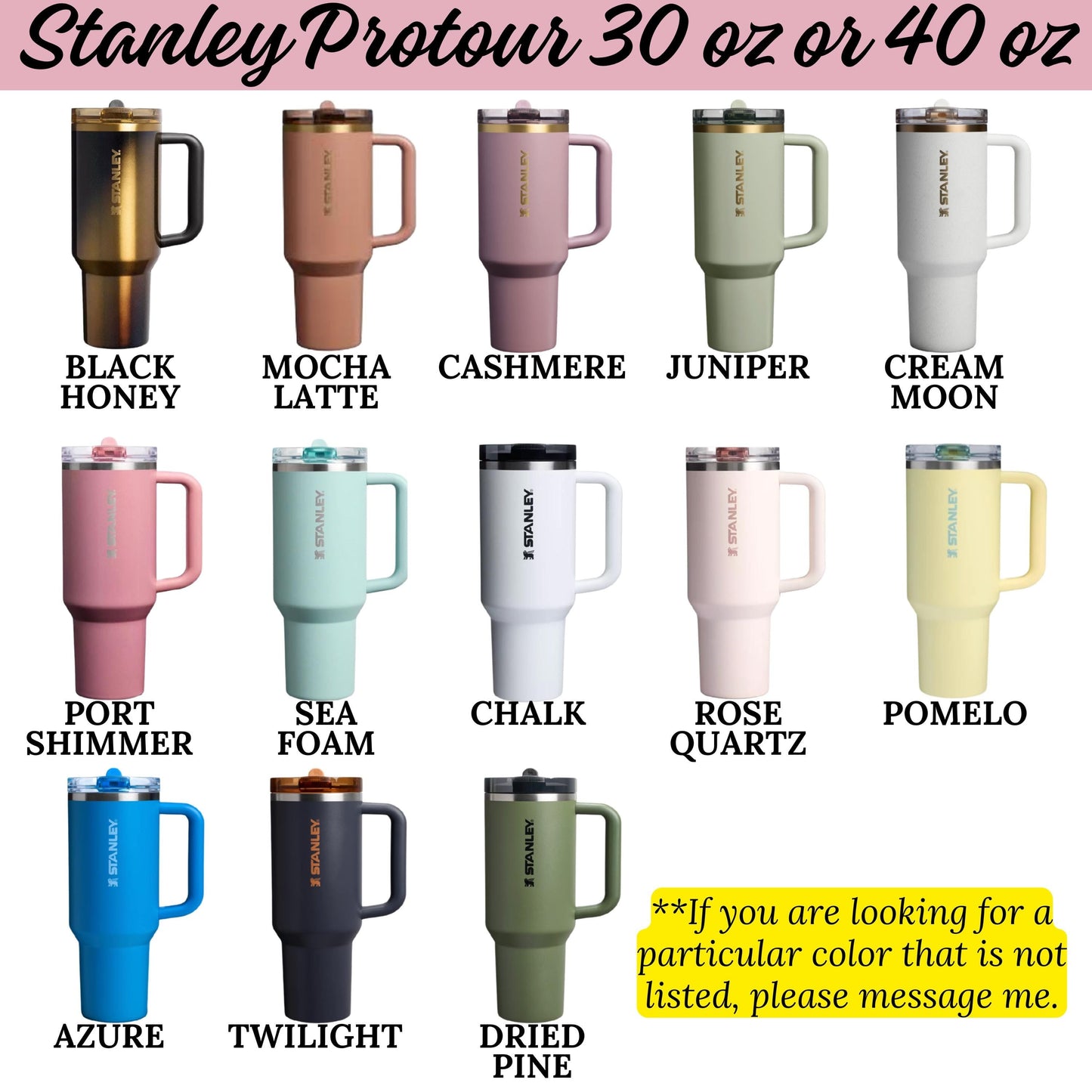 a collection of twelve different colored stainless steel tumblers, each with a unique color and design.