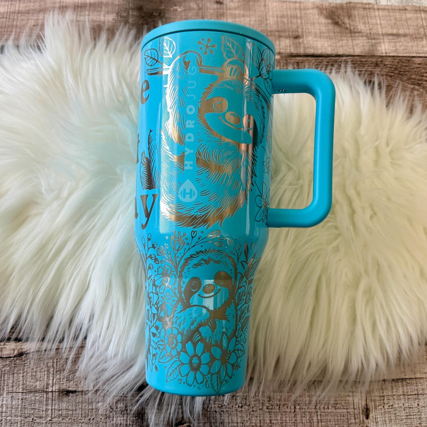 Laser Engraved HydroJug Neon Wave Tumbler – Sloth Design, Powder-Coated Finish