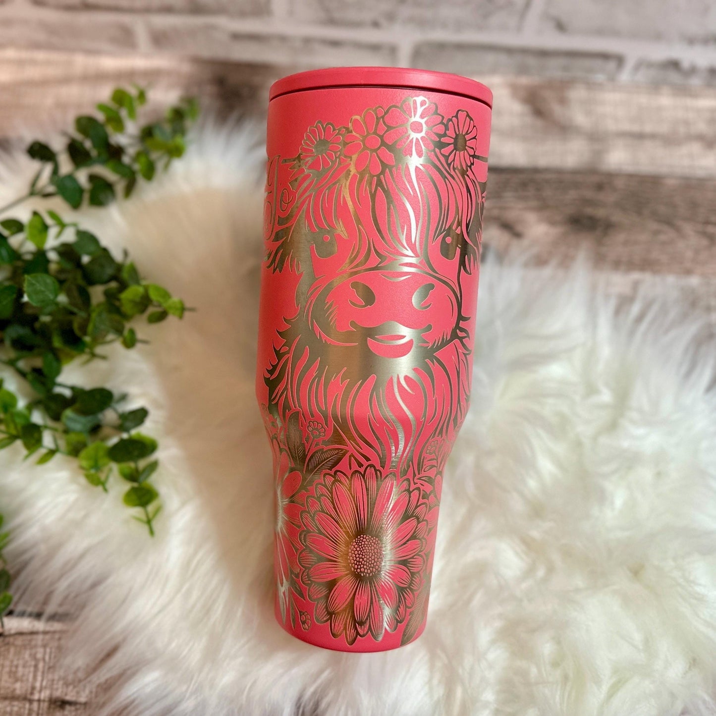 Engraved Highland Cow Tumbler – Personalized 40oz Travel Cup With Custom Name