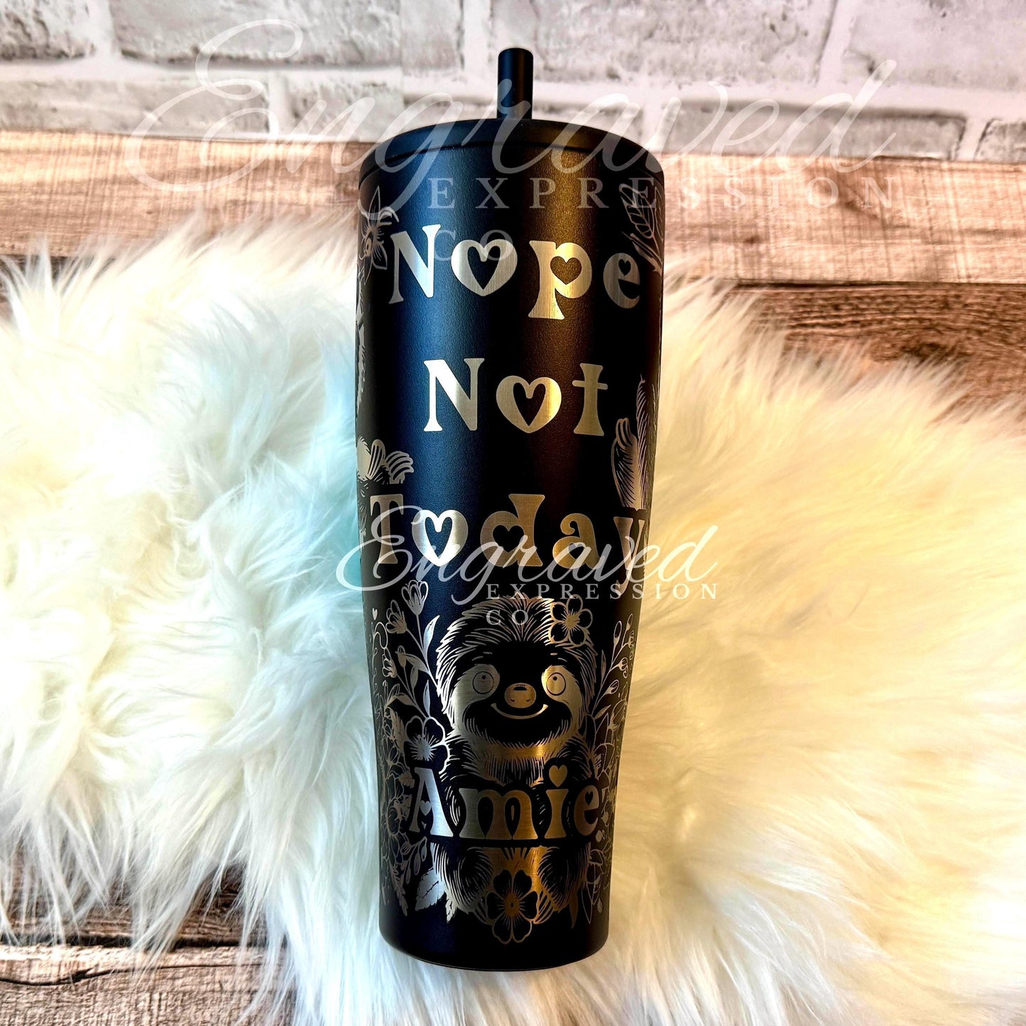 Engraved Brumate Tumbler - Personalized 40 oz Sloth Design Leak Proof Travel Mug