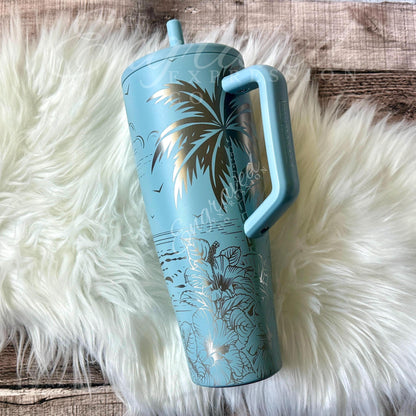 Engraved Brumate Tumbler – Custom Tropical Beach Design | Personalized Travel Mug