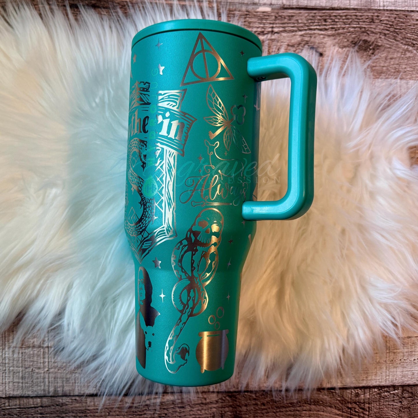 Engraved Hydrojug Tumbler - 40 oz Kelly Green Stainless Steel Cup with Wizard Design
