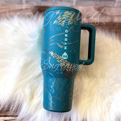 Engraved Dolphin Tumbler - 40oz Insulated Bottle | Personalized Travel Cup with Laser Engraving