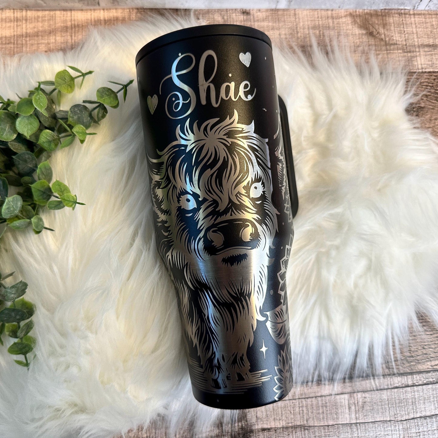 Engraved Highland Cow Tumbler - 40oz Travel Tumbler | Personalized HydroJug Cup