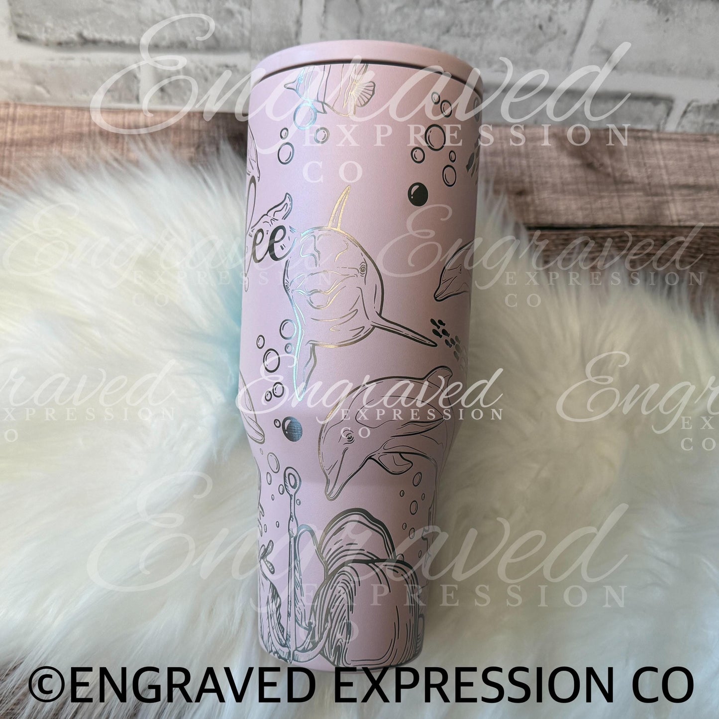Engraved Hydrojug Tumbler - Laser Etched Dolphin Design | Pink Sands Double Wall Bottle