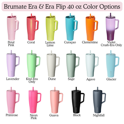 a collection of colorful insulated tumblers or cups, each with a different color and design, arranged in a grid format.