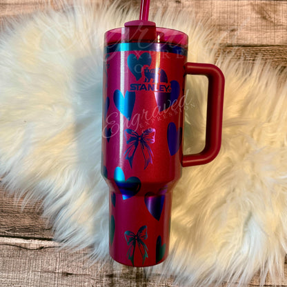 Engraved Stanley Tumbler – Limited Edition Berry Truffle Quencher Cup, Vacuum Insulated
