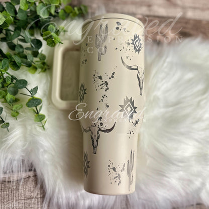 Engraved Aztec Tumbler | Stainless Steel Travel Mug With Double Wall Insulation