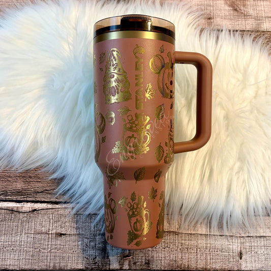 Stanley Mocha Latte Tumbler – Autumn Engraved Stainless Steel Pumpkin Cup