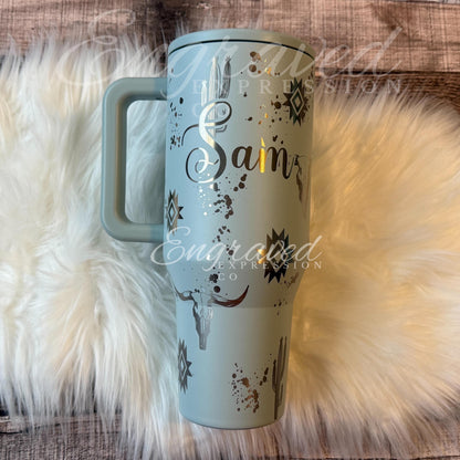 Engraved HydroJug Tumbler | Vacuum Insulated Travel Mug With Aztec Design