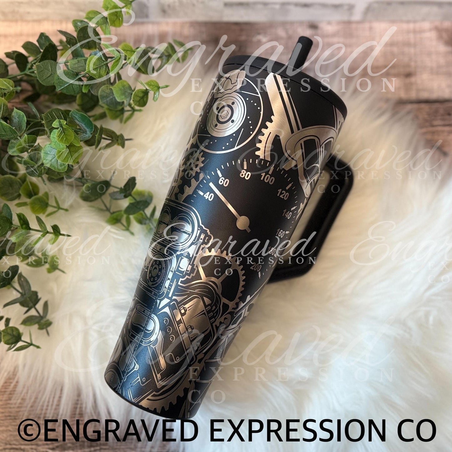 Engraved Brumate Tumbler - Custom Mechanic Gear Design Stainless Steel Cup