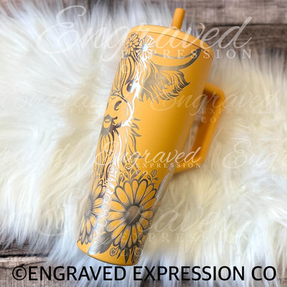 Engraved Brumate Tumbler - Custom Laser Highland Cow Turmeric Cup Gift