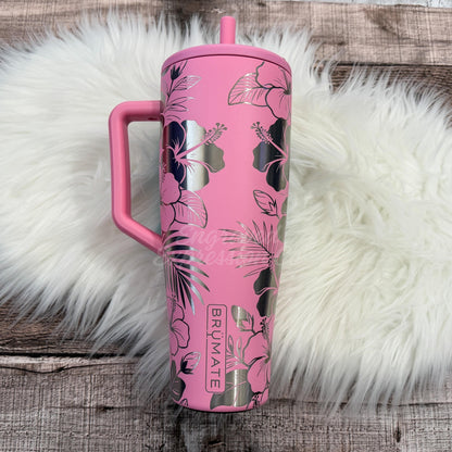 Engraved Brumate Tumbler | Era 40oz Primrose | Laser Engraved Hibiscus Floral Design
