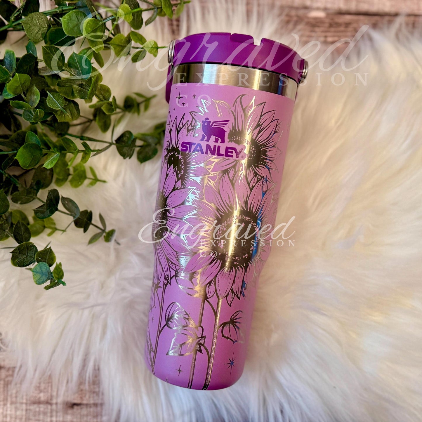 Stanley IceFlow Tumbler – Lilac 30 oz | Engraved Sunflower Design | Back to School Cup
