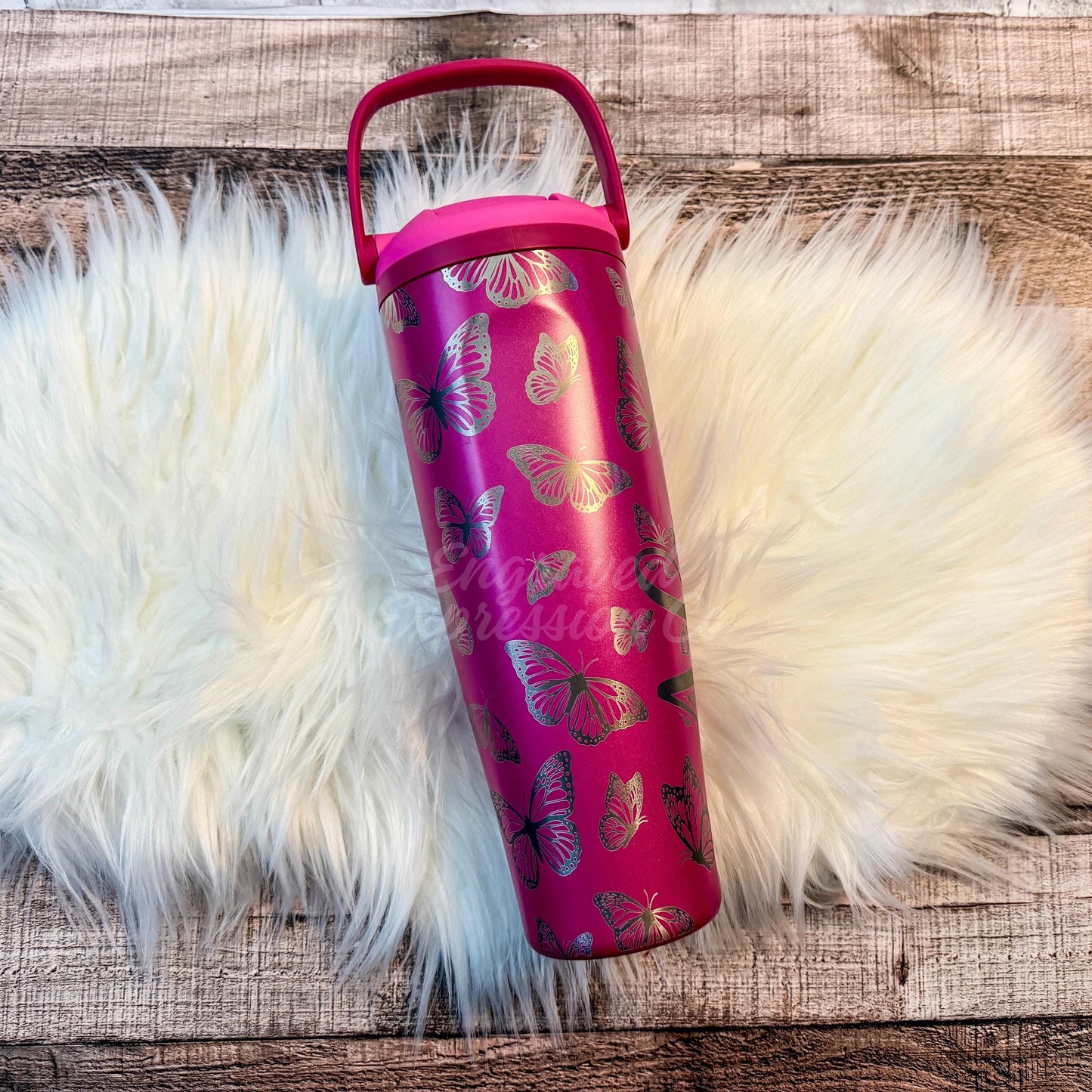 Engraved Owala Tumbler – 40oz Insulated Bottle With Custom Butterfly Design