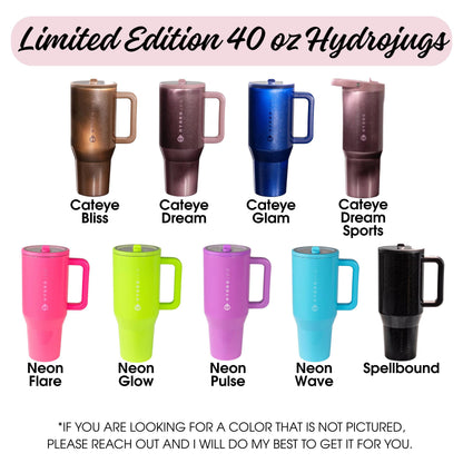 Laser Engraved HydroJug Neon Wave Tumbler – Sloth Design, Powder-Coated Finish