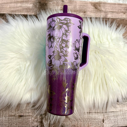 Engraved Brumate Tumbler | Violet Crush 40oz Full Wrap Magnolia Floral Design