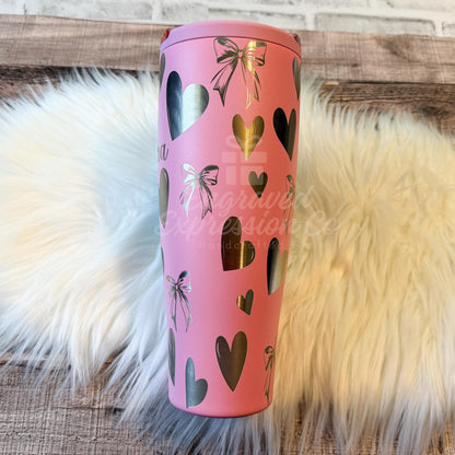 Personalized Engraved Tumbler 40oz | Custom Name Heart Bow Design | Brumate EraFlip
