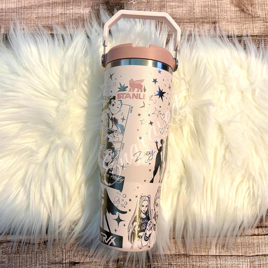 Engraved Stanley Tumbler – Personalized 30 oz Rose Quartz IceFlow Cup, Leakproof Drinkware