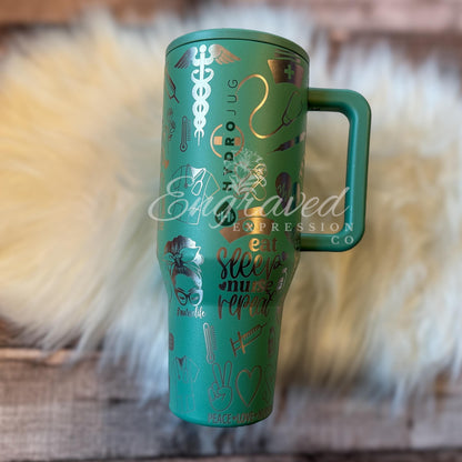 Engraved Hydrojug Tumbler – Laser Etched Nurse Design | Large Capacity Insulated Bottle