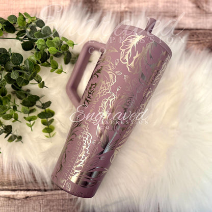 Engraved Brumate Tumbler | Lilac Dusk 40oz | Peony Floral Custom Gift